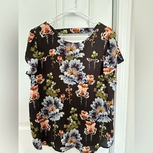LOFT Floral Flutter Sleeve Blouse
